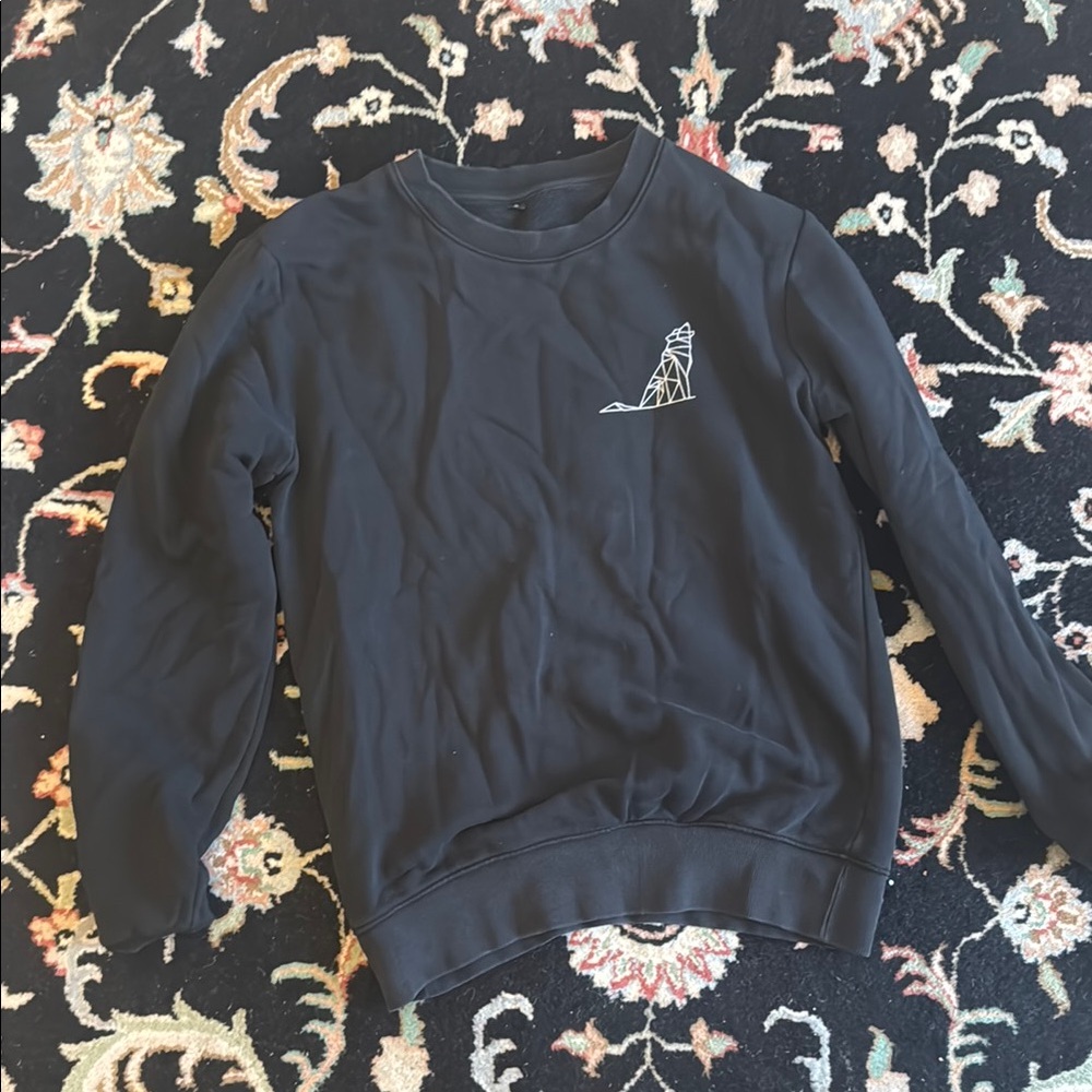 Black Sweatshirt with Geometric Dog Design